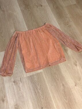 Willow & Root Women’s Pink Top Size XS Off the Shoulder Long Sleeve Blouse Shine